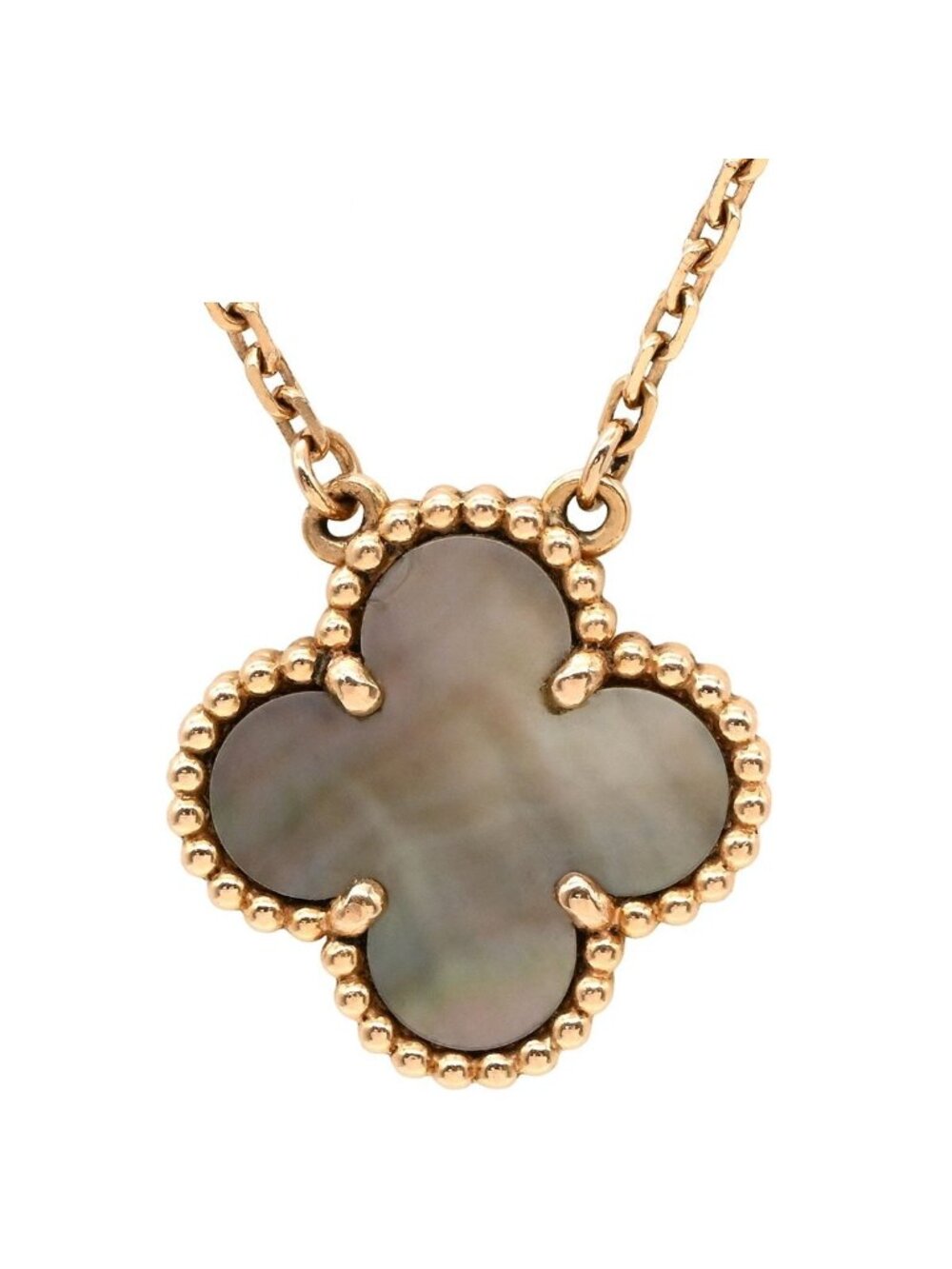 Van Cleef & Arpels Necklace Vintage Alhambra Gray Rose Gold Shell
